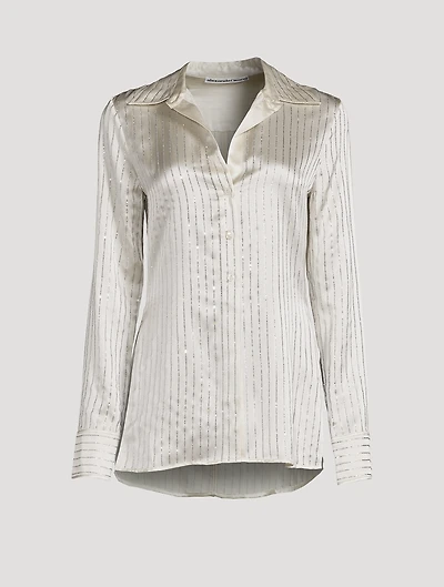 Crystal Pinstripe Silk Charmeuse Shirt