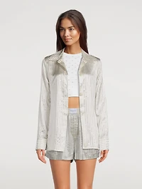 Crystal Pinstripe Silk Charmeuse Shirt