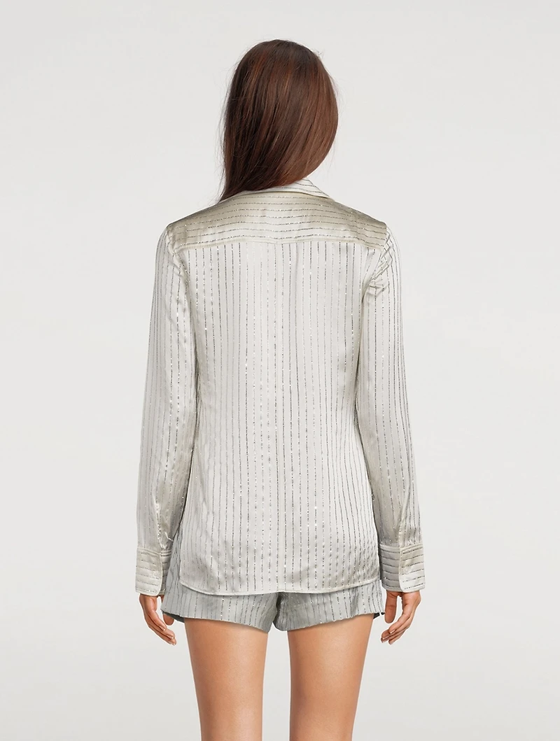 Crystal Pinstripe Silk Charmeuse Shirt