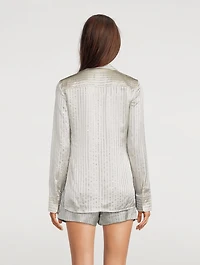 Crystal Pinstripe Silk Charmeuse Shirt