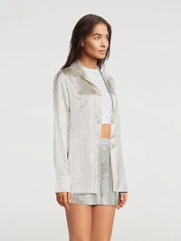 Crystal Pinstripe Silk Charmeuse Shirt