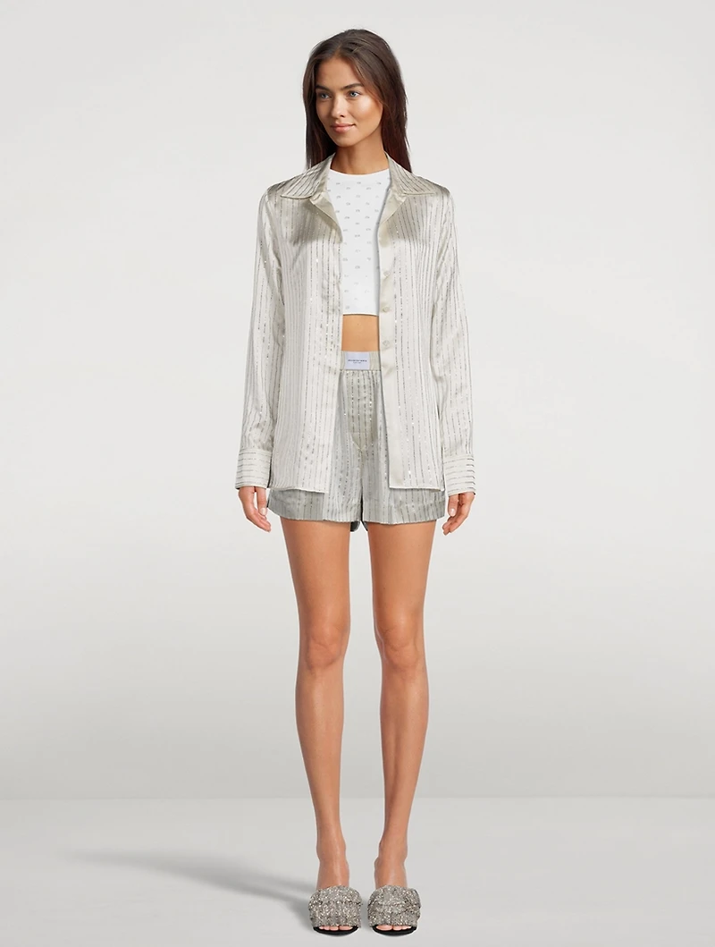 Crystal Pinstripe Silk Charmeuse Shirt