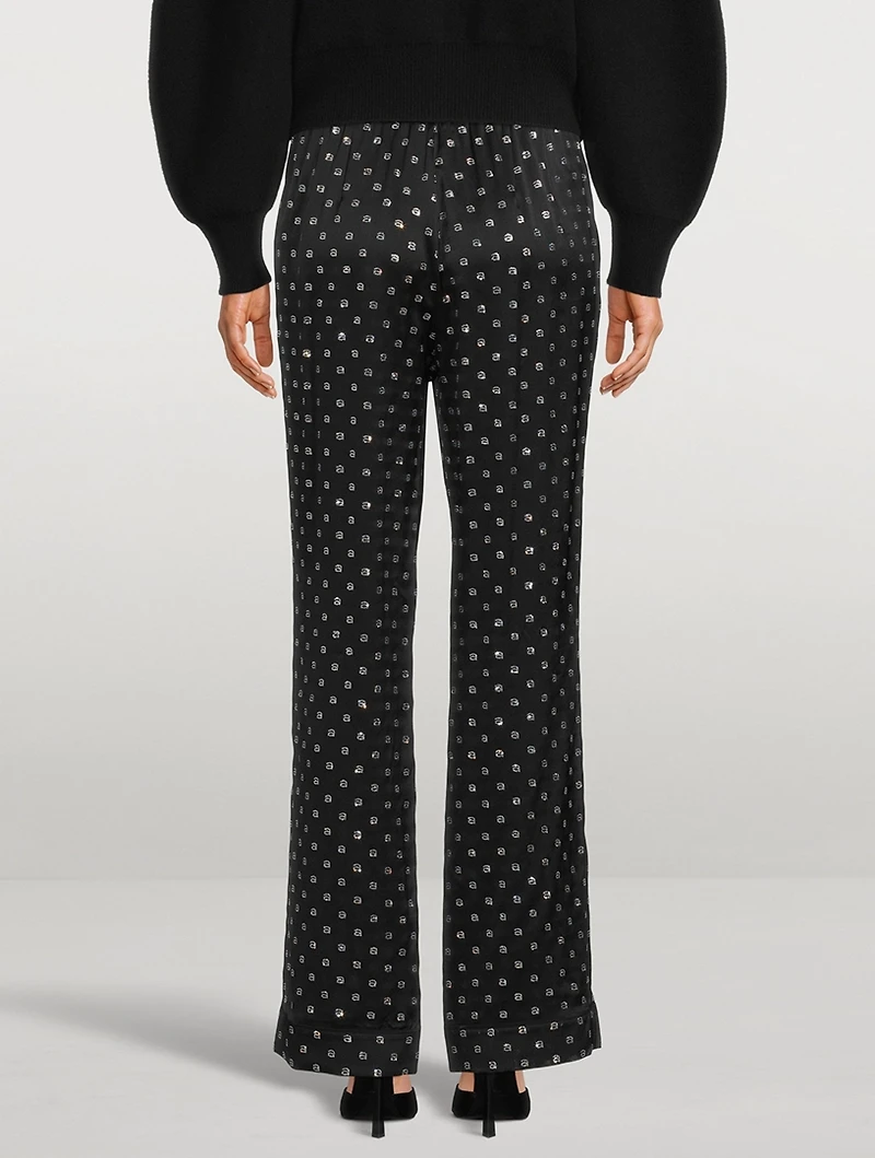 Crystal Logo Silk Charmeuse Pajama Pants