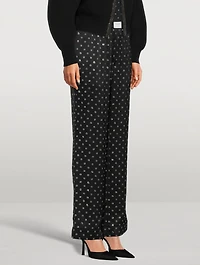 Crystal Logo Silk Charmeuse Pajama Pants