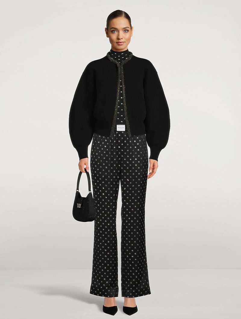 Crystal Logo Silk Charmeuse Pajama Pants