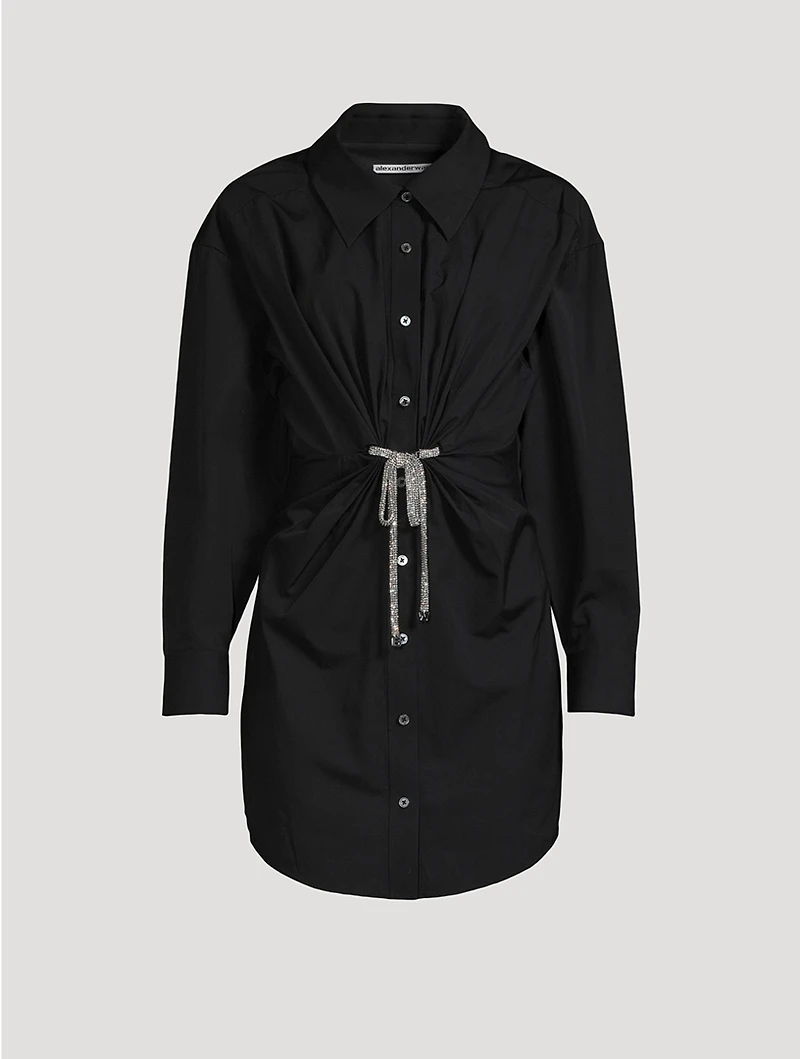 Crystal Tie Poplin Shirt Dress