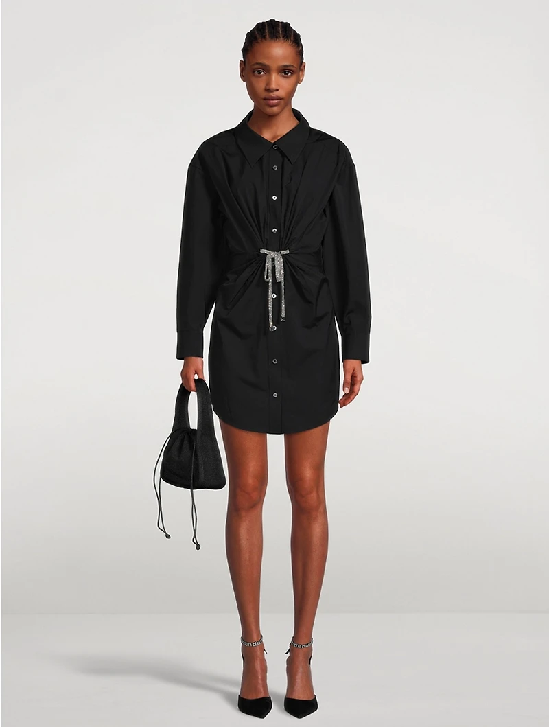 Crystal Tie Poplin Shirt Dress