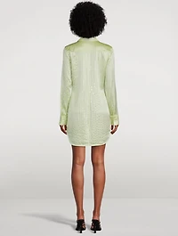 Crystal Pinstripe Silk Charmeuse Shirt Dress