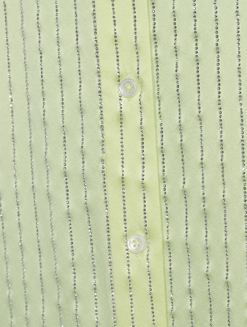 Crystal Pinstripe Silk Charmeuse Shirt Dress