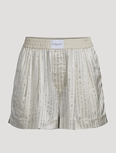Crystal Pinstripe Silk Charmeuse Boxer Shorts