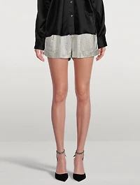 Crystal Pinstripe Silk Charmeuse Boxer Shorts