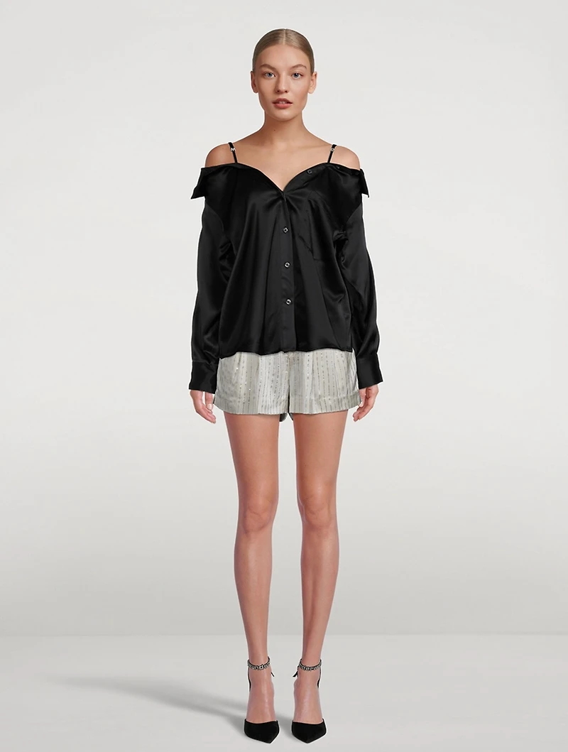 Crystal Pinstripe Silk Charmeuse Boxer Shorts