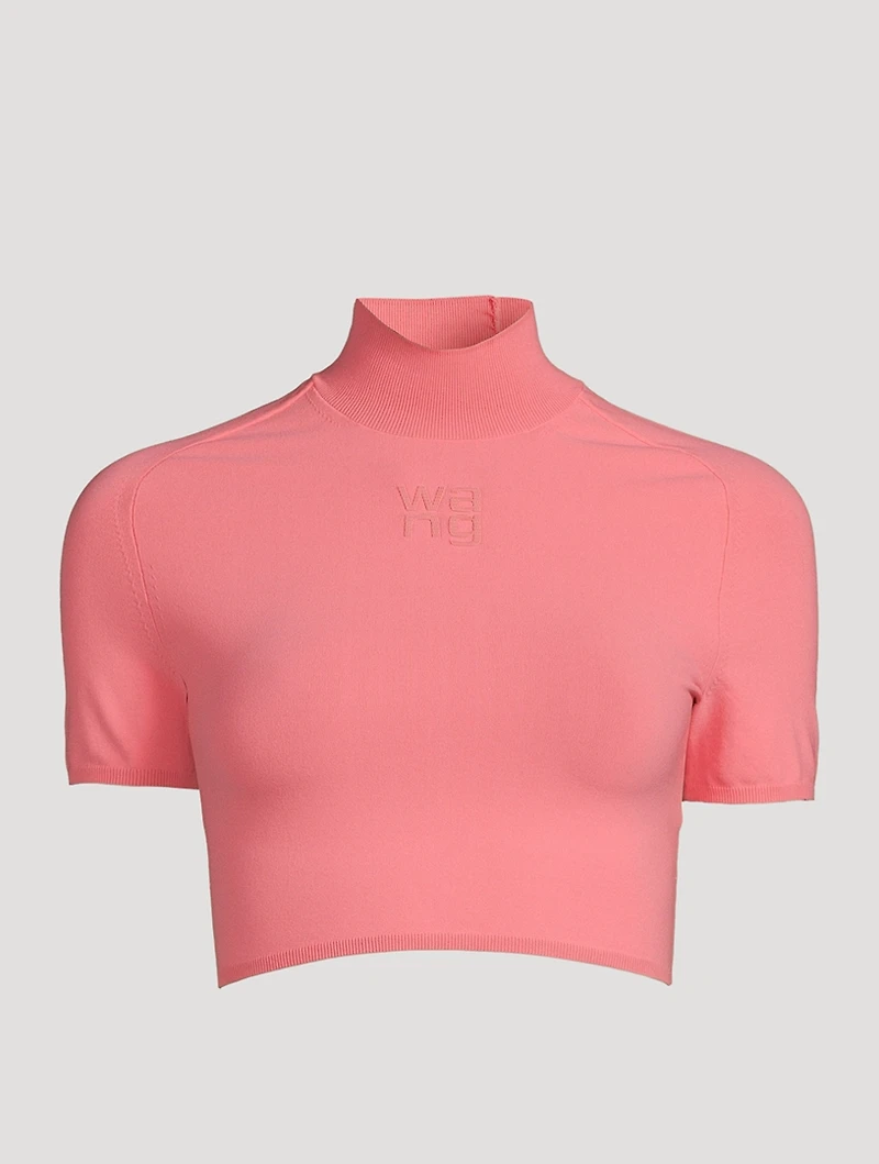 Short-Sleeve Mockneck Crop Top