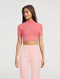 Short-Sleeve Mockneck Crop Top