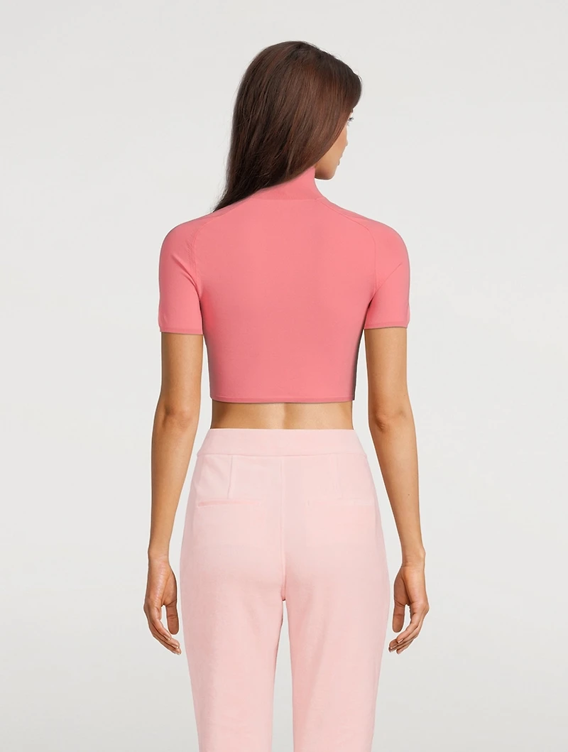 Short-Sleeve Mockneck Crop Top