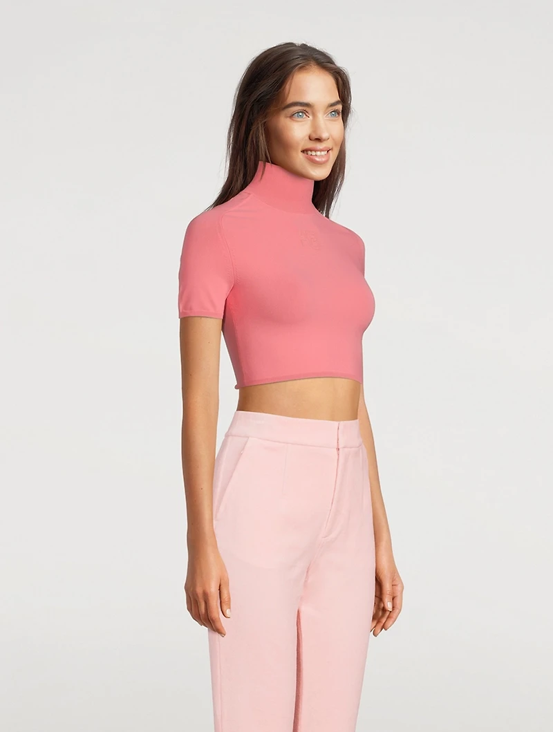 Short-Sleeve Mockneck Crop Top