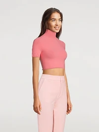 Short-Sleeve Mockneck Crop Top