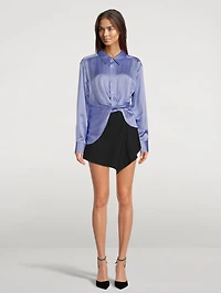 Draped Silk Charmeuse Shirt