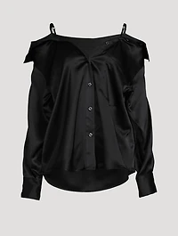 Off-The-Shoulder Silk Charmeuse Shirt