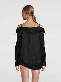 Off-The-Shoulder Silk Charmeuse Shirt