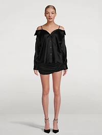 Off-The-Shoulder Silk Charmeuse Shirt