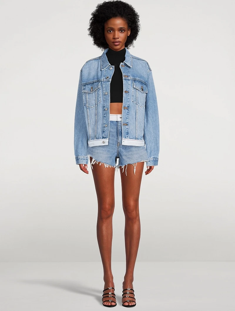 Logo-Band Denim Trucker Jacket