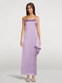 Asymmetric Satin Slip Dress