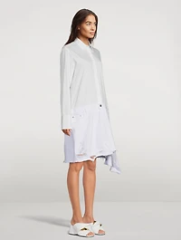 Asymmetric Poplin And Denim Shirt Dress