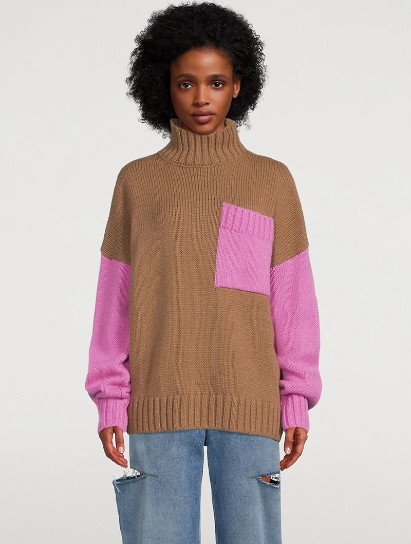 Colourblock Turtleneck Sweater