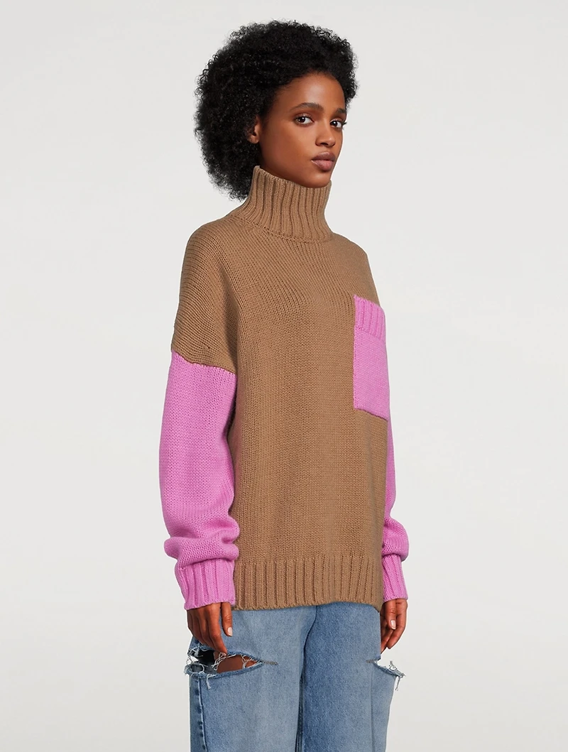 Colourblock Turtleneck Sweater