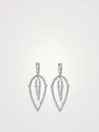 Thorn 3D 18K White Gold Large Hoop Earrings With Pavé Diamonds