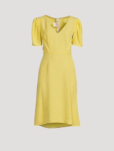 Puff-Sleeve Midi Dress