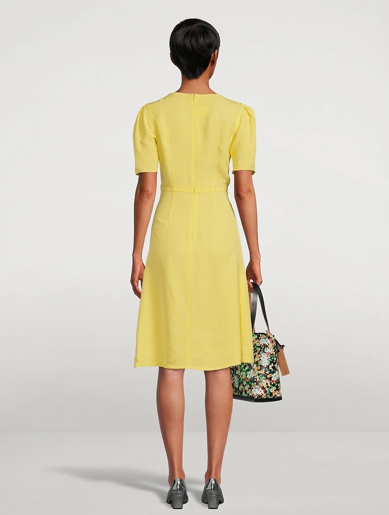 Puff-Sleeve Midi Dress