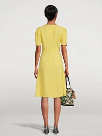 Puff-Sleeve Midi Dress