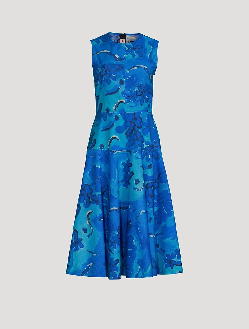 Poplin Midi Dress Floral Print