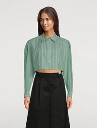 Cropped Poplin Shirt Stripe Print