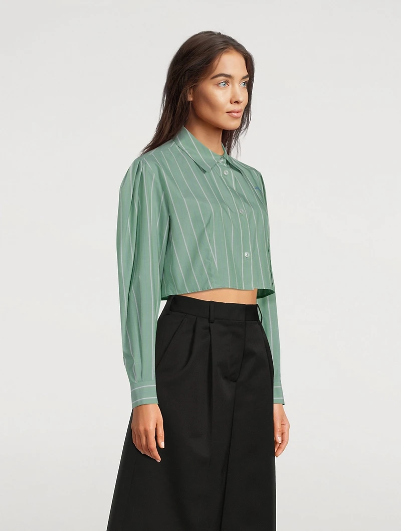 Cropped Poplin Shirt Stripe Print