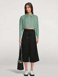 Cropped Poplin Shirt Stripe Print