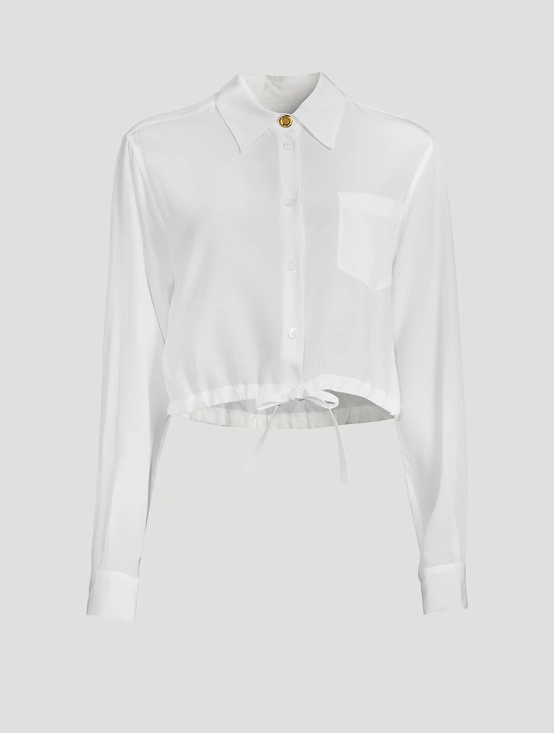 Cropped Silk Drawstring Shirt