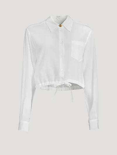 Cropped Silk Drawstring Shirt