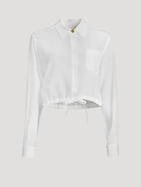 Cropped Silk Drawstring Shirt