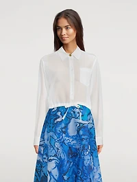 Cropped Silk Drawstring Shirt