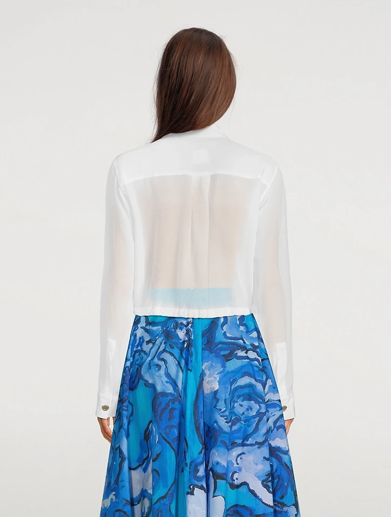 Cropped Silk Drawstring Shirt