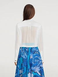 Cropped Silk Drawstring Shirt