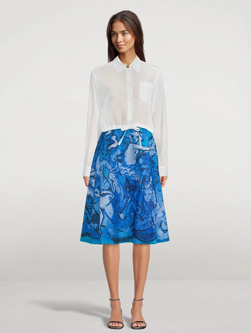 Cropped Silk Drawstring Shirt