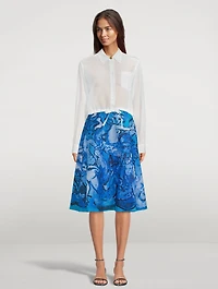 Cropped Silk Drawstring Shirt