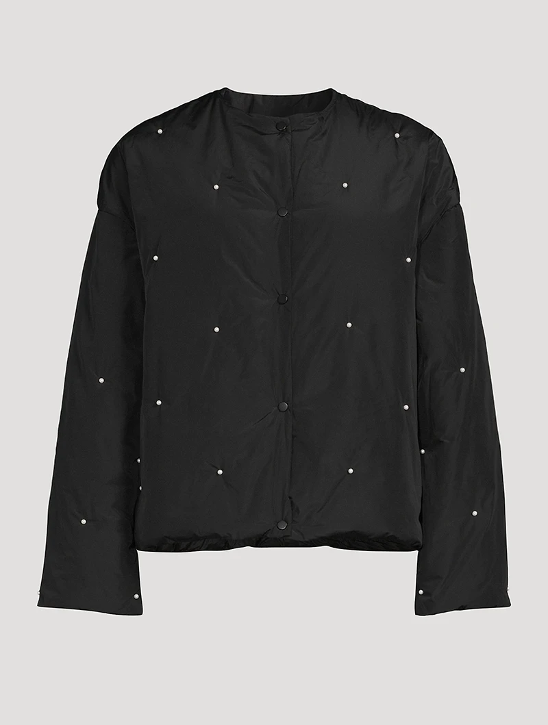 Puffer Jacket With Pearl Details
