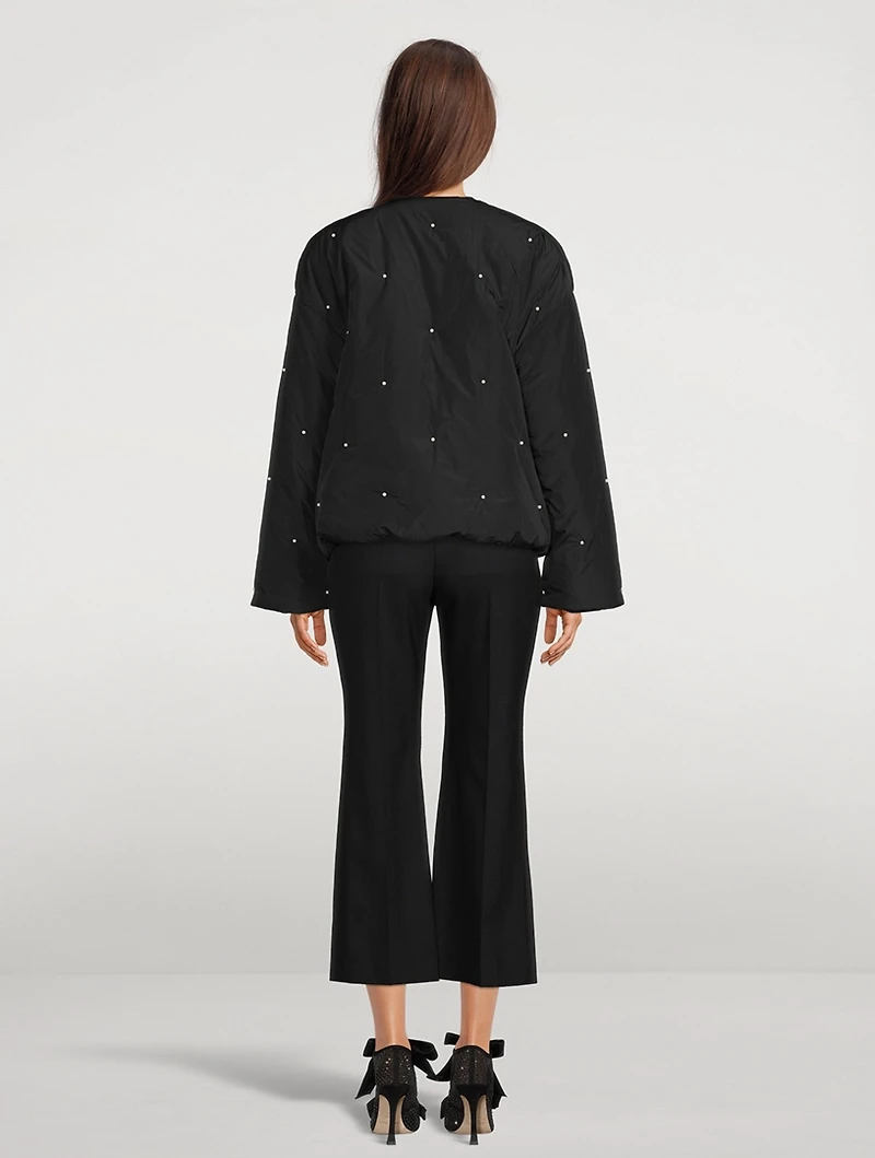 Puffer Jacket With Pearl Details