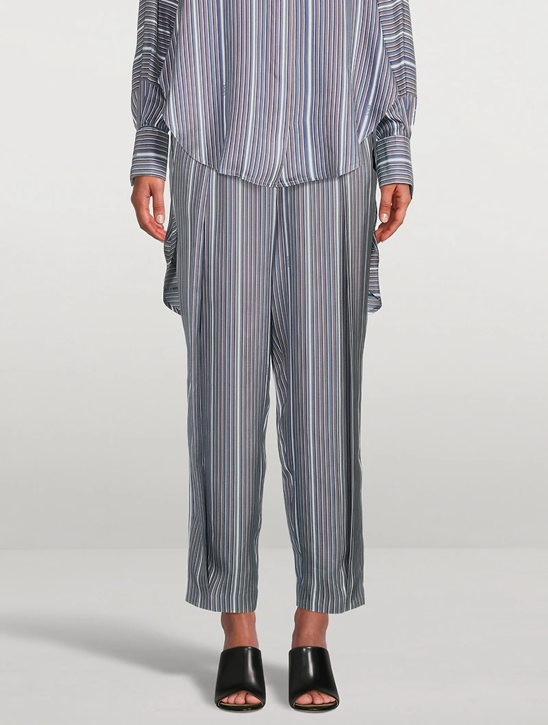 Silk Balloon Trousers Stripe Print