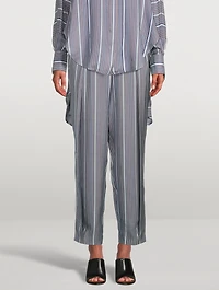 Silk Balloon Trousers Stripe Print